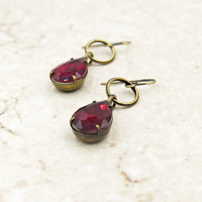 Red Rhinestone Chain Earrings