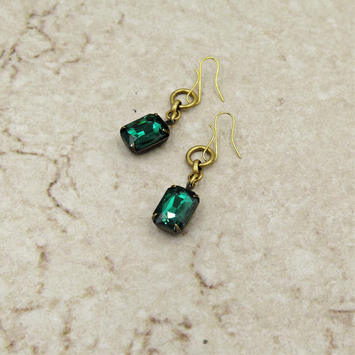 Emerald Green Chain Earrings