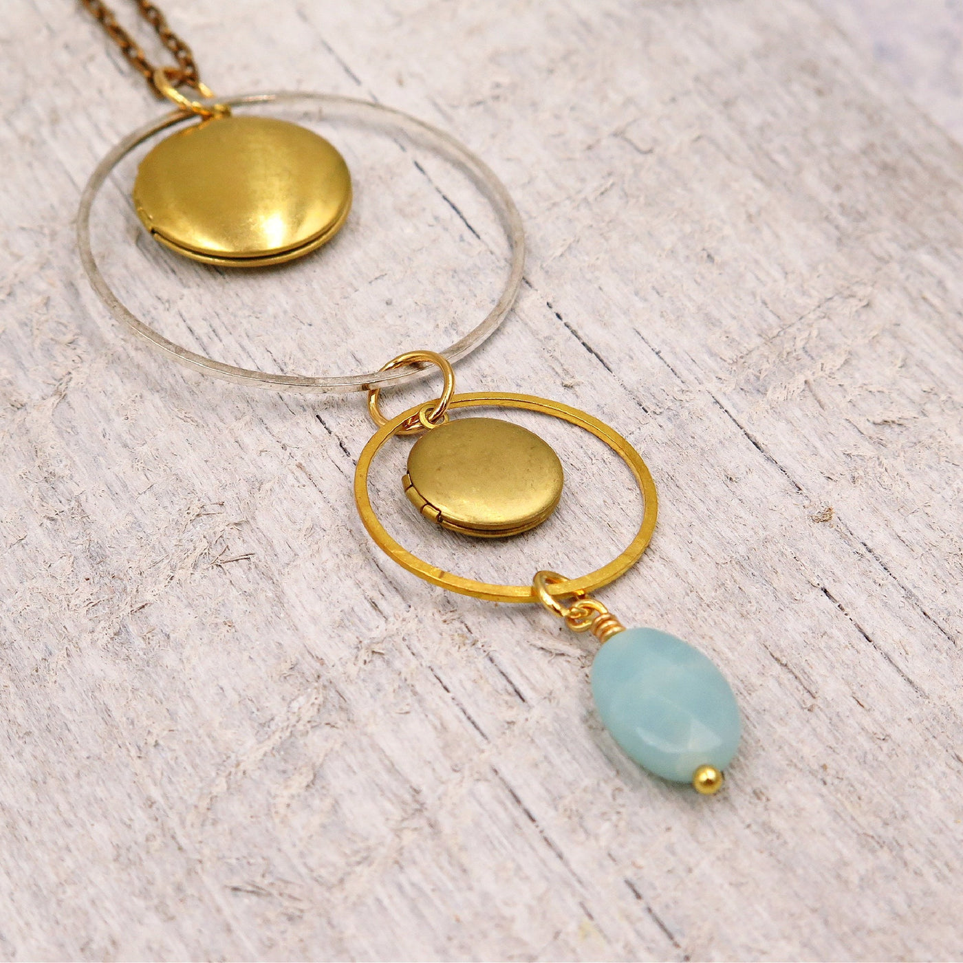 Amazonite Circle Locket Necklace