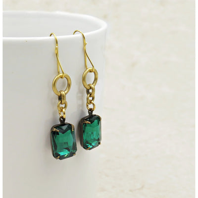 Emerald Green Chain Earrings