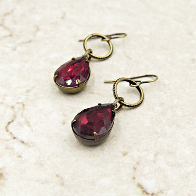 Red Rhinestone Chain Earrings