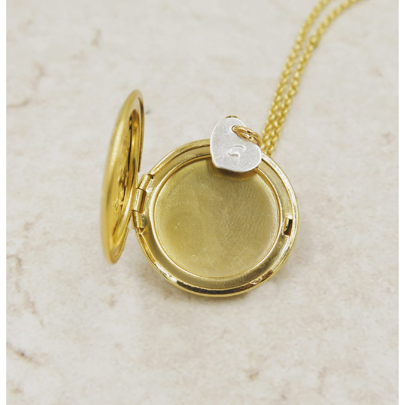 Gold Floral Locket with Personalized Charm and Photos
