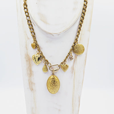 Gold Lockets Chunky Charm Necklace