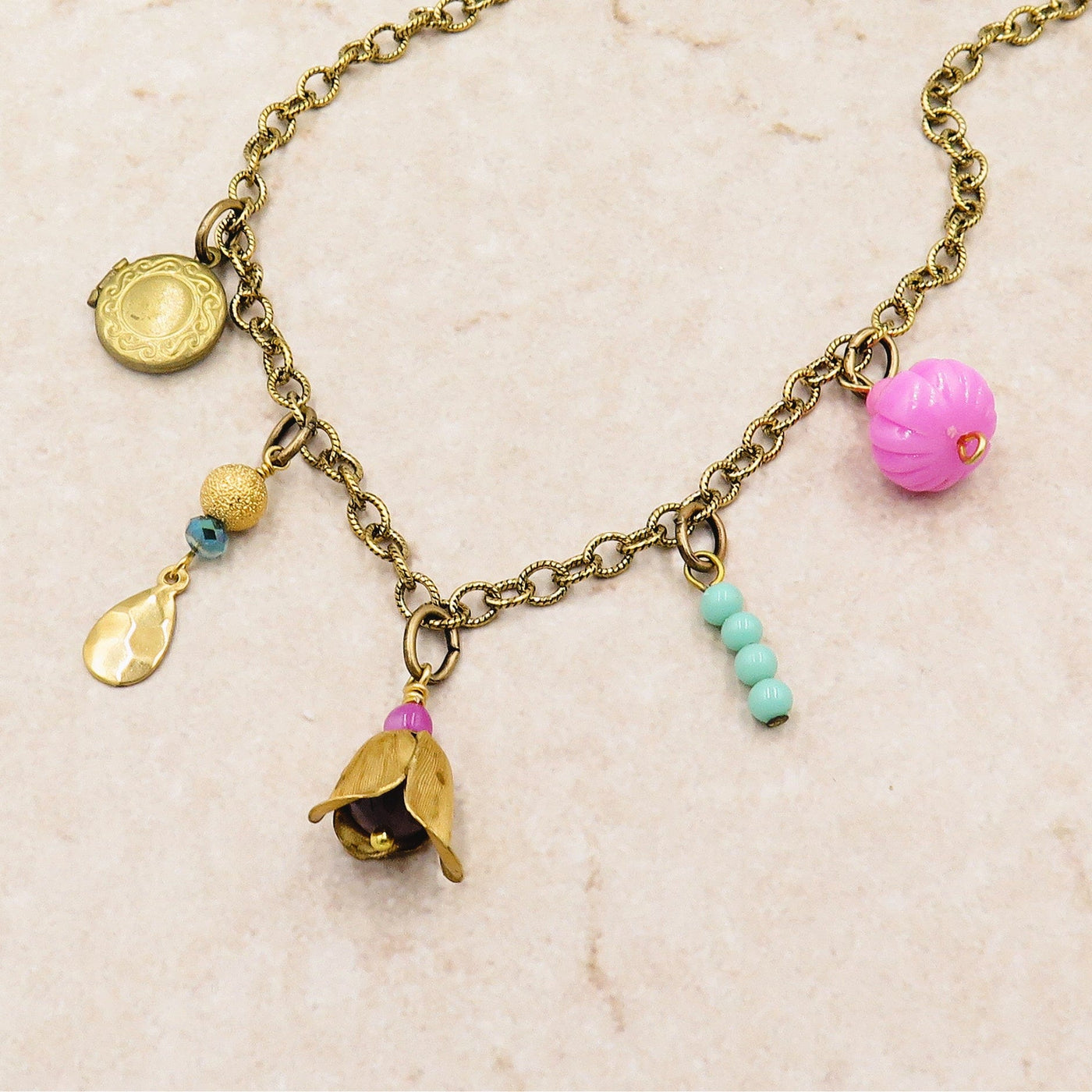 Whimsical Charm Choker Necklace Multicolored Beads