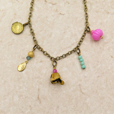 Whimsical Charm Choker Necklace Multicolored Beads