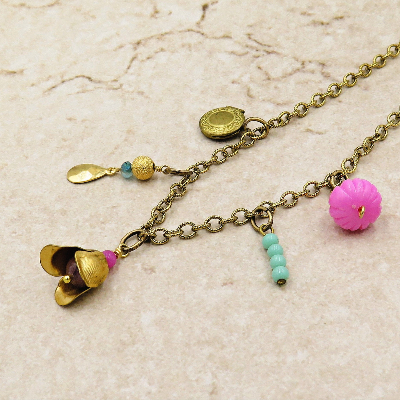 Whimsical Charm Choker Necklace Multicolored Beads