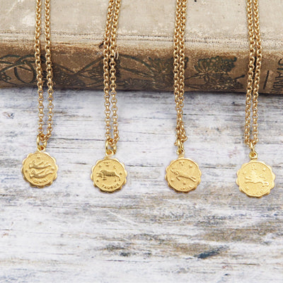 Zodiac Charm Necklace in Gold