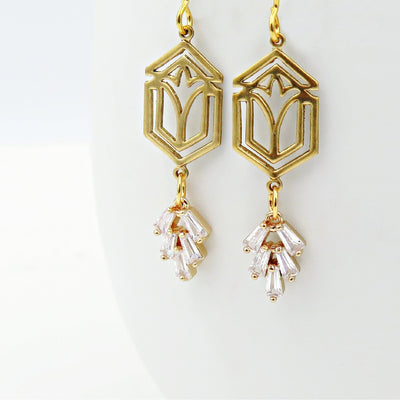 Gold Art Deco Chandelier Earrings