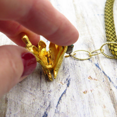 Vintage Deer Locket with Emerald Green Accent