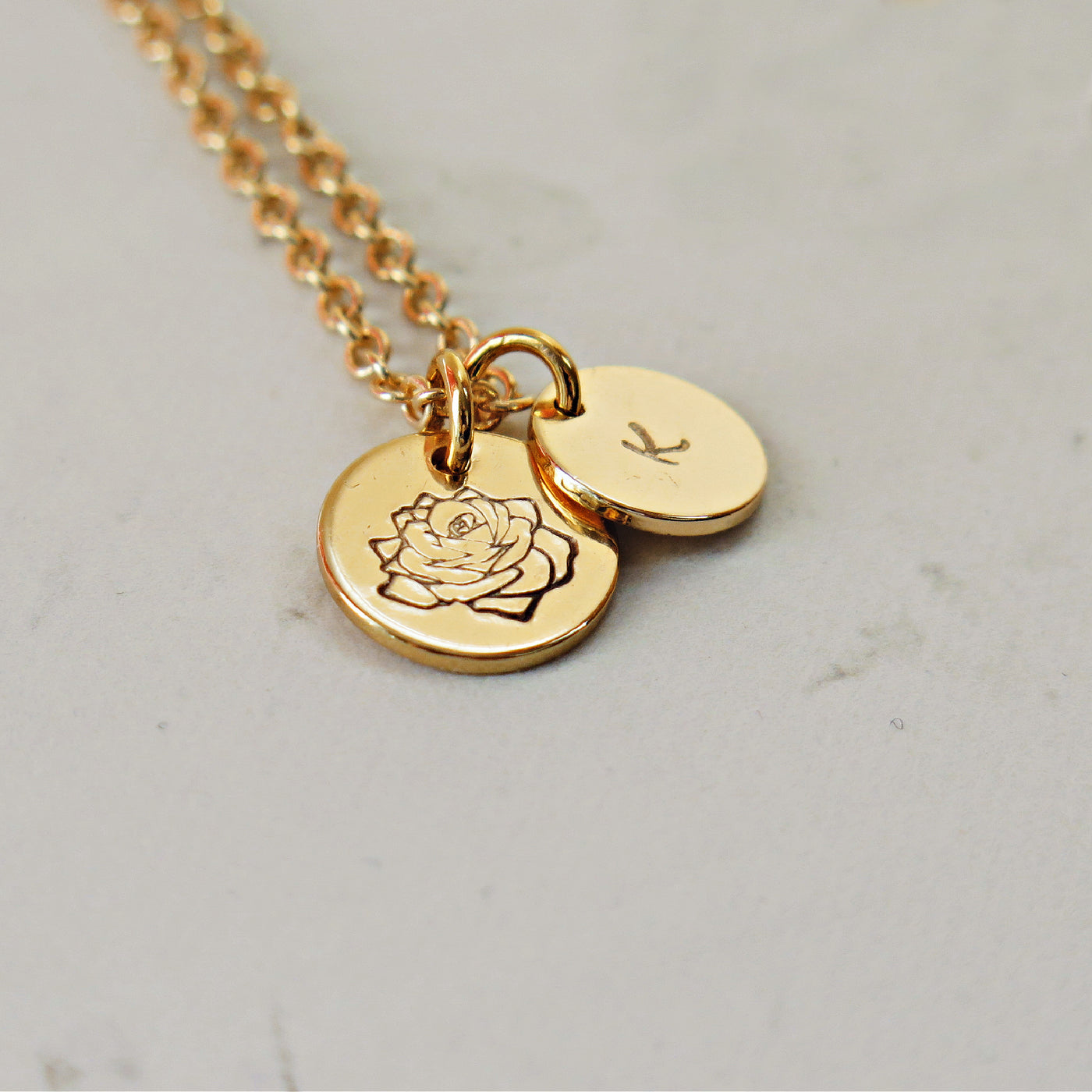 Birth Flower Necklace in Gold with Initial