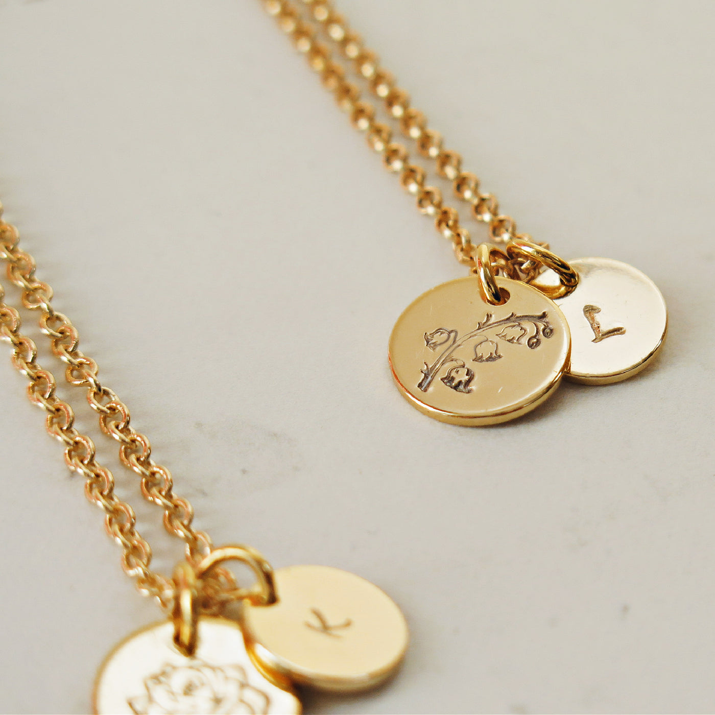 Birth Flower Necklace in Gold with Initial