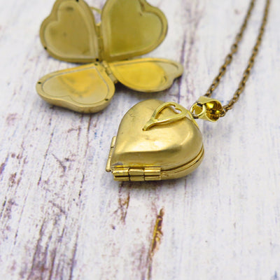Four Photo Heart Locket Four Leaf Clover