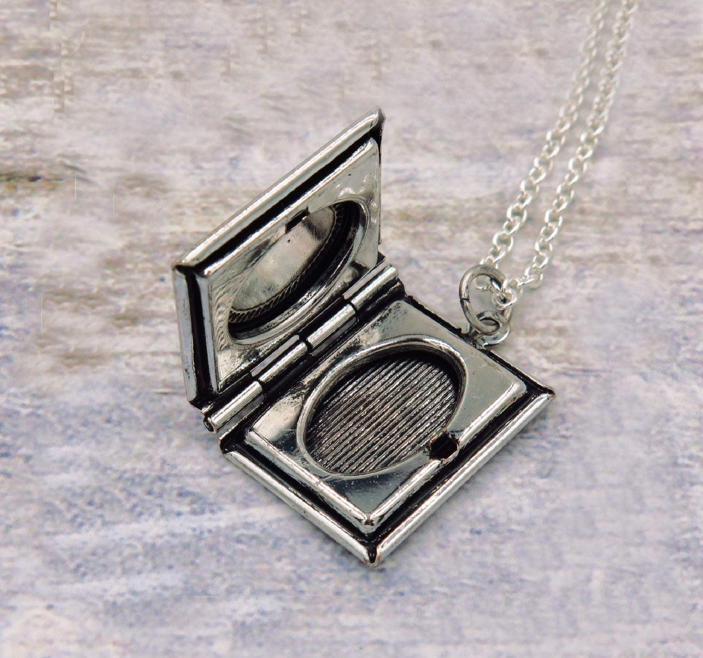 Silver Book Locket Necklace