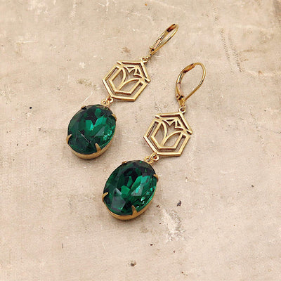 Emerald Green Old Hollywood Earrings