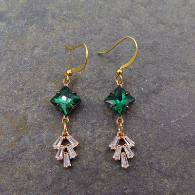 Art Deco Green Chandelier Earrings