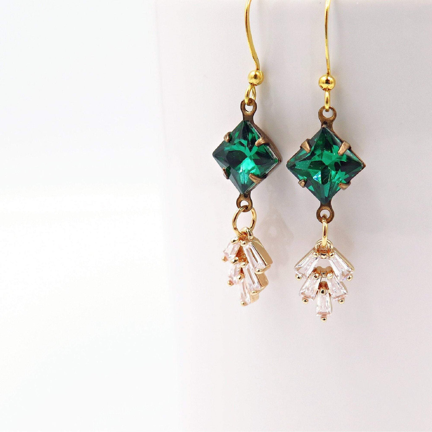 Art Deco Green Chandelier Earrings