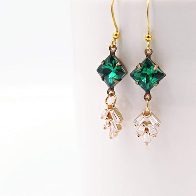 Art Deco Green Chandelier Earrings