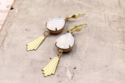 Opal and Gold Fan Earrings - Lauren Blythe Designs