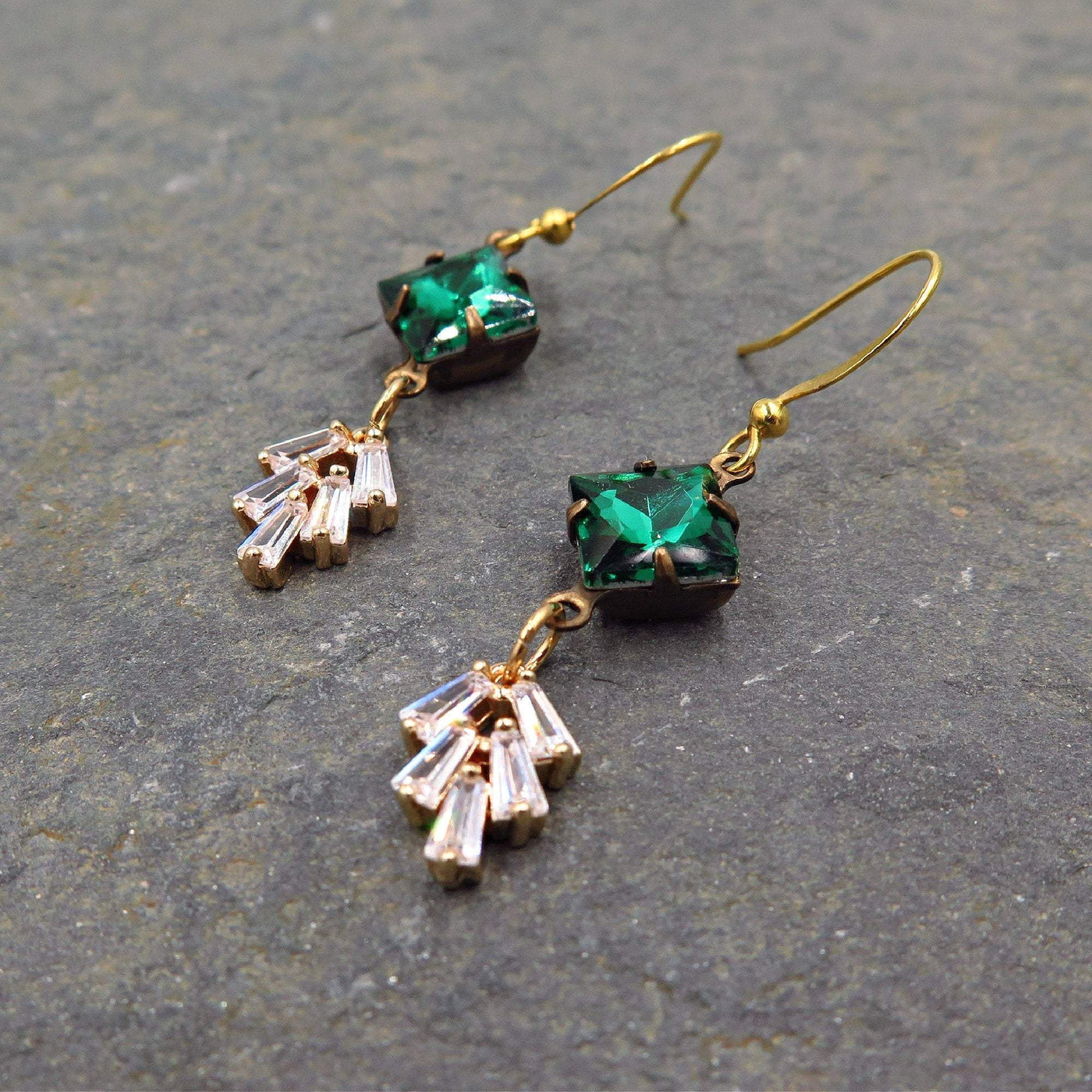 Art Deco Green Chandelier Earrings