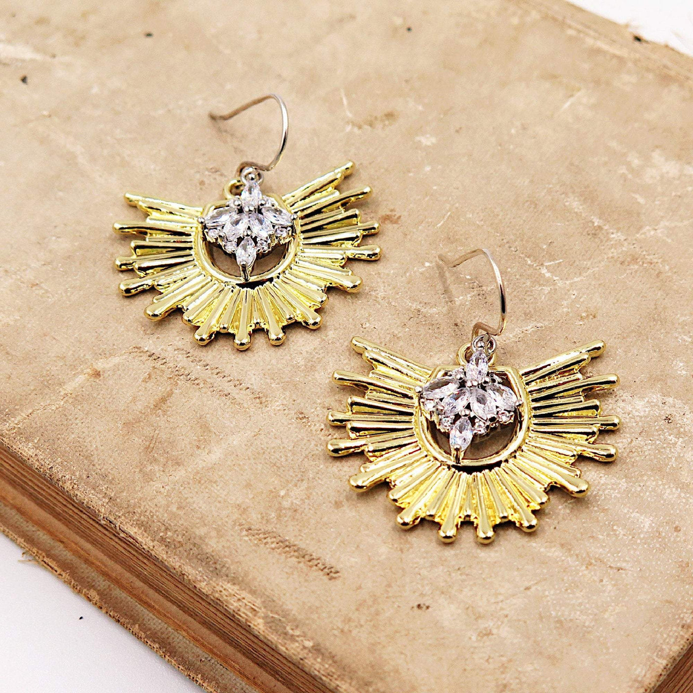 Large Star Earrings with Rhinestones