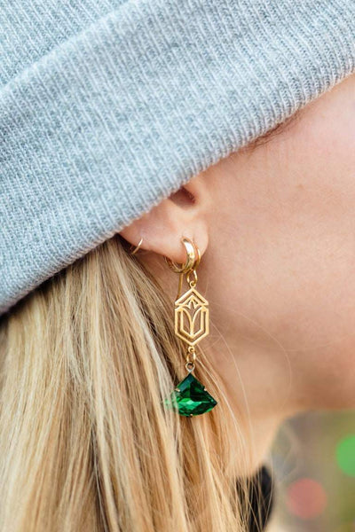 Art Deco Emerald Green Earrings