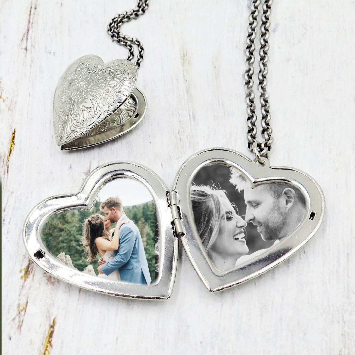 Large Silver Heart Locket Necklace