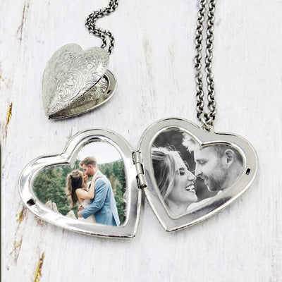 Large Silver Heart Locket Necklace