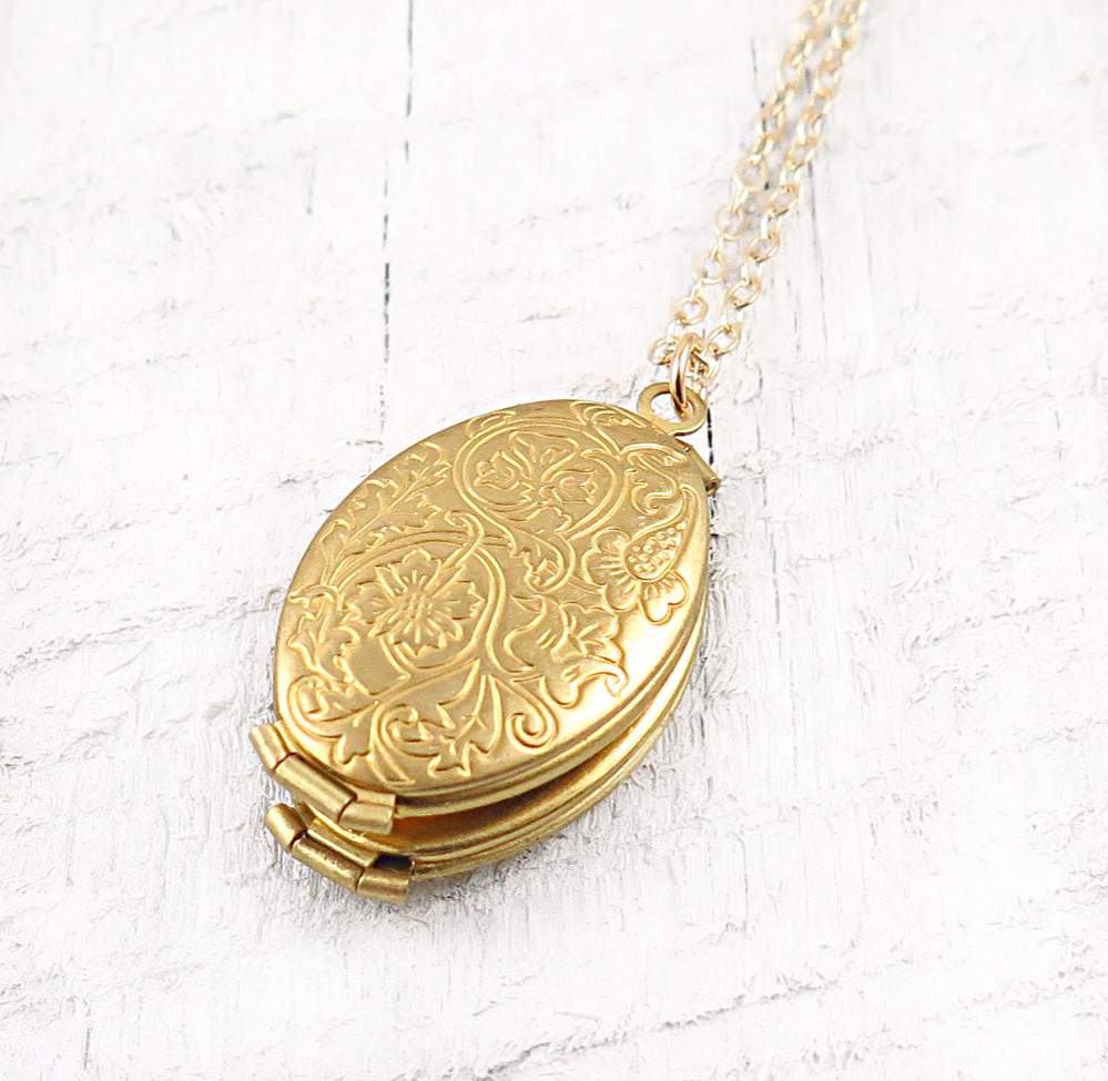 Four Photo Gold Locket Necklace