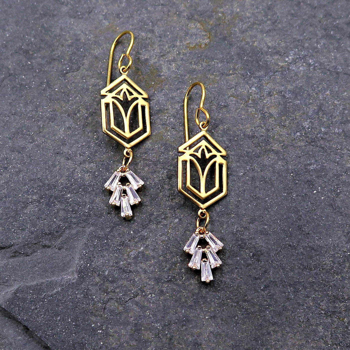 Gold Art Deco Chandelier Earrings