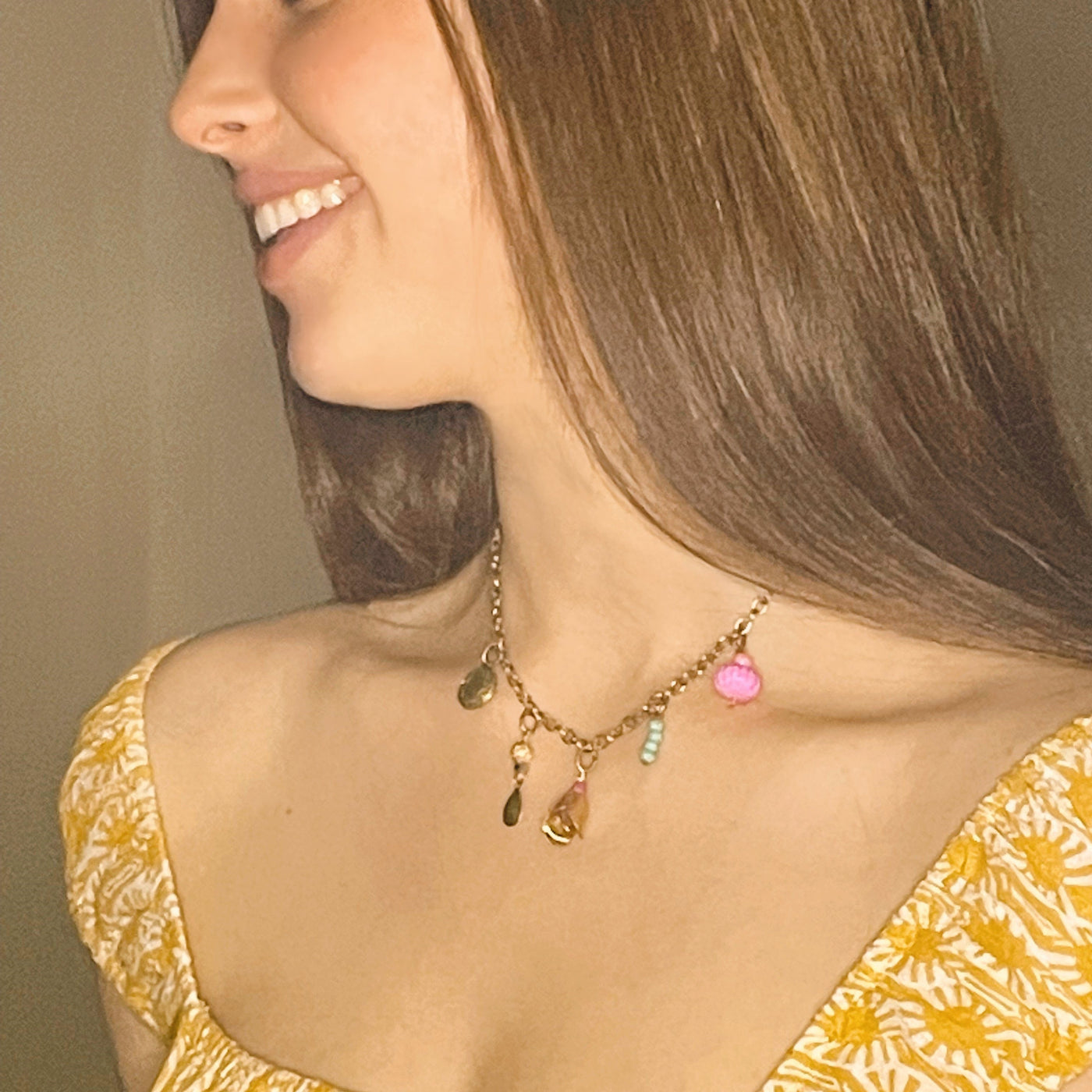 Whimsical Charm Choker Necklace Multicolored Beads