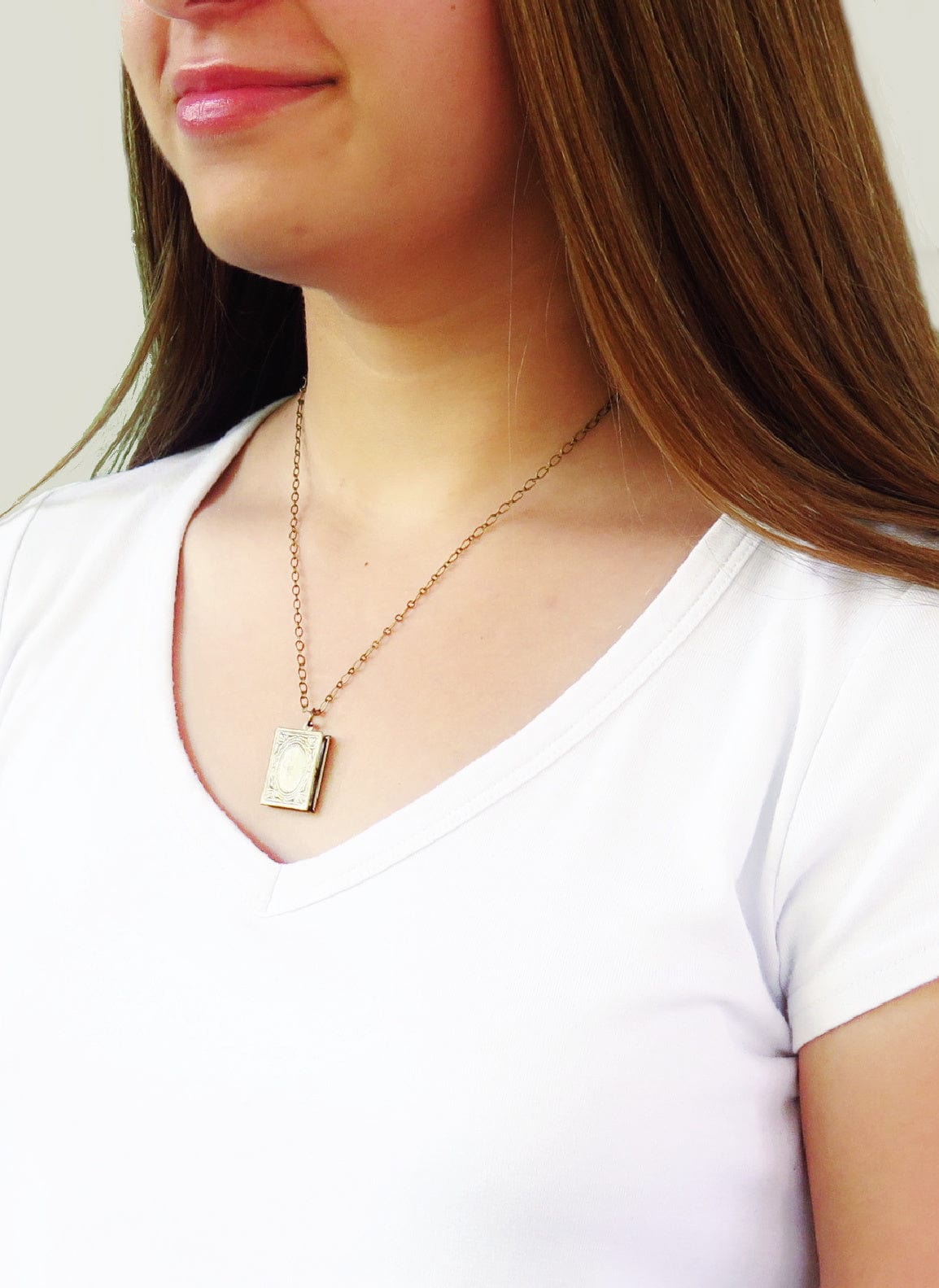 Silver Book Locket Necklace