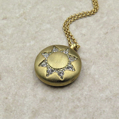 Gold Art Deco Rhinestone Star Locket