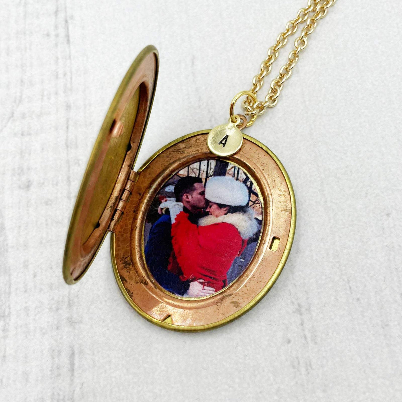 Personalized Large Vintage Locket Initial Necklace